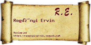 Regényi Ervin névjegykártya