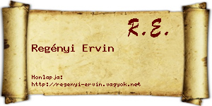 Regényi Ervin névjegykártya